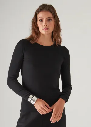 Pima Stretch Ribbed Long Sleeve Crew T-Shirt SeamlessConstruction