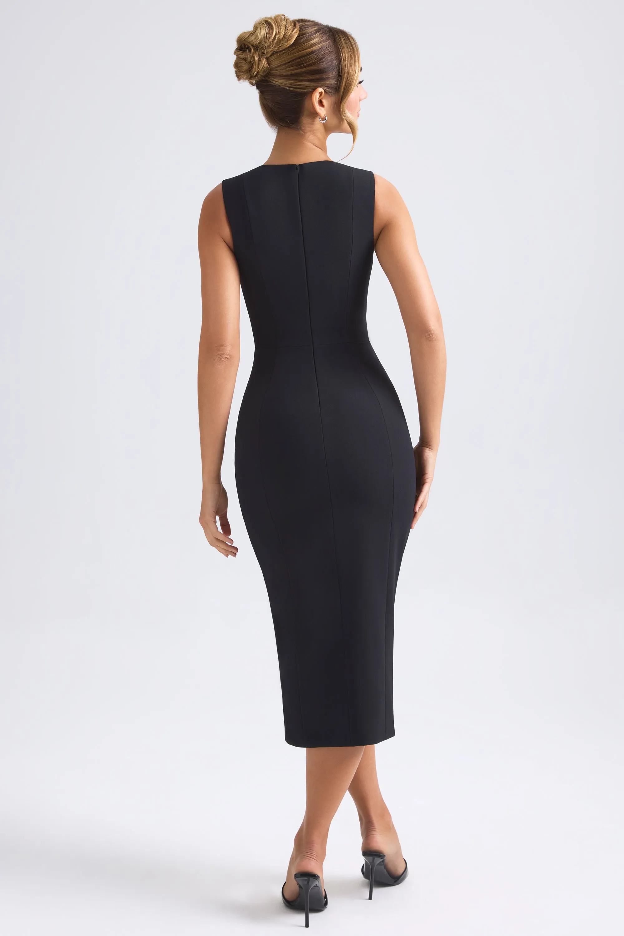 Sweetheart-Neck Midaxi Dress in Black Easy Fit