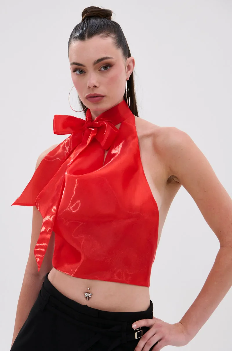well - ventilated SUNSHINE COWL NECK SATIN BLOUSE IN ORANGE