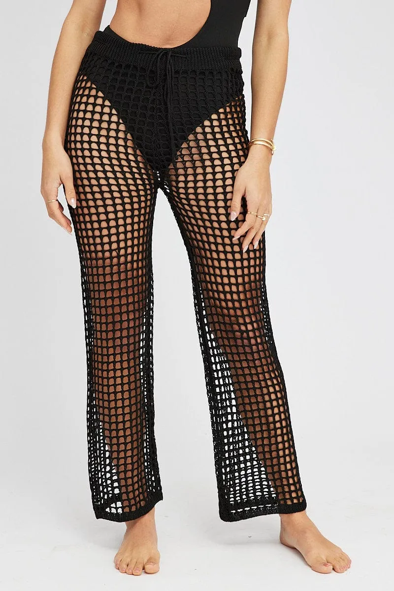 Black Crochet Beach Pants Casual Chic Look