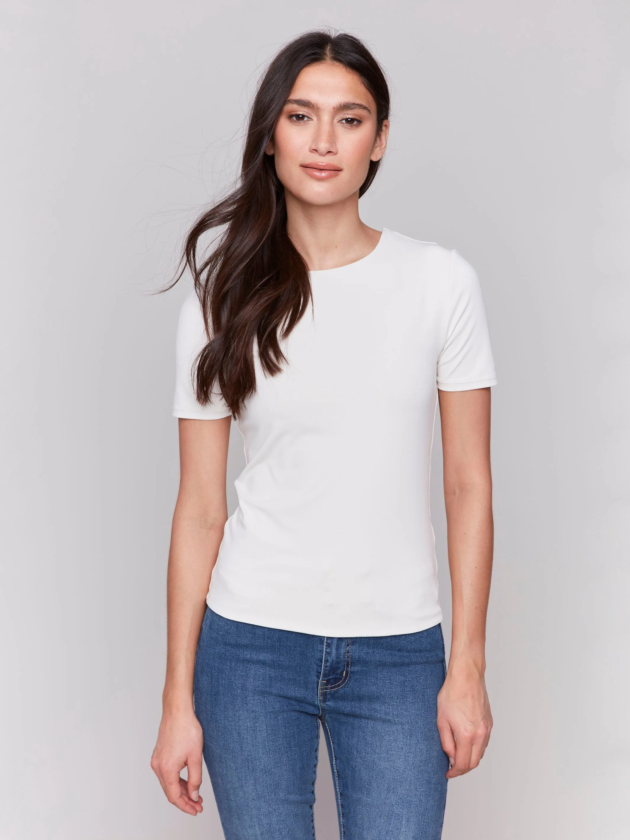 Short-Sleeved Super Stretch Top - Natural Multi Directional Stretch