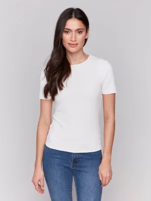 Eco Friendly Dye Easy Care Fabric Short-Sleeved Super Stretch Top - Natural