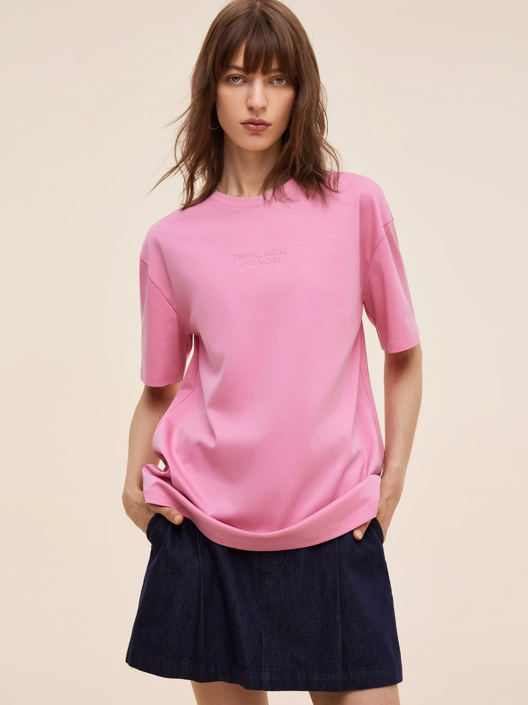 Casual Look Wear 100% Cotton Letter Graphic Women T-Shirt