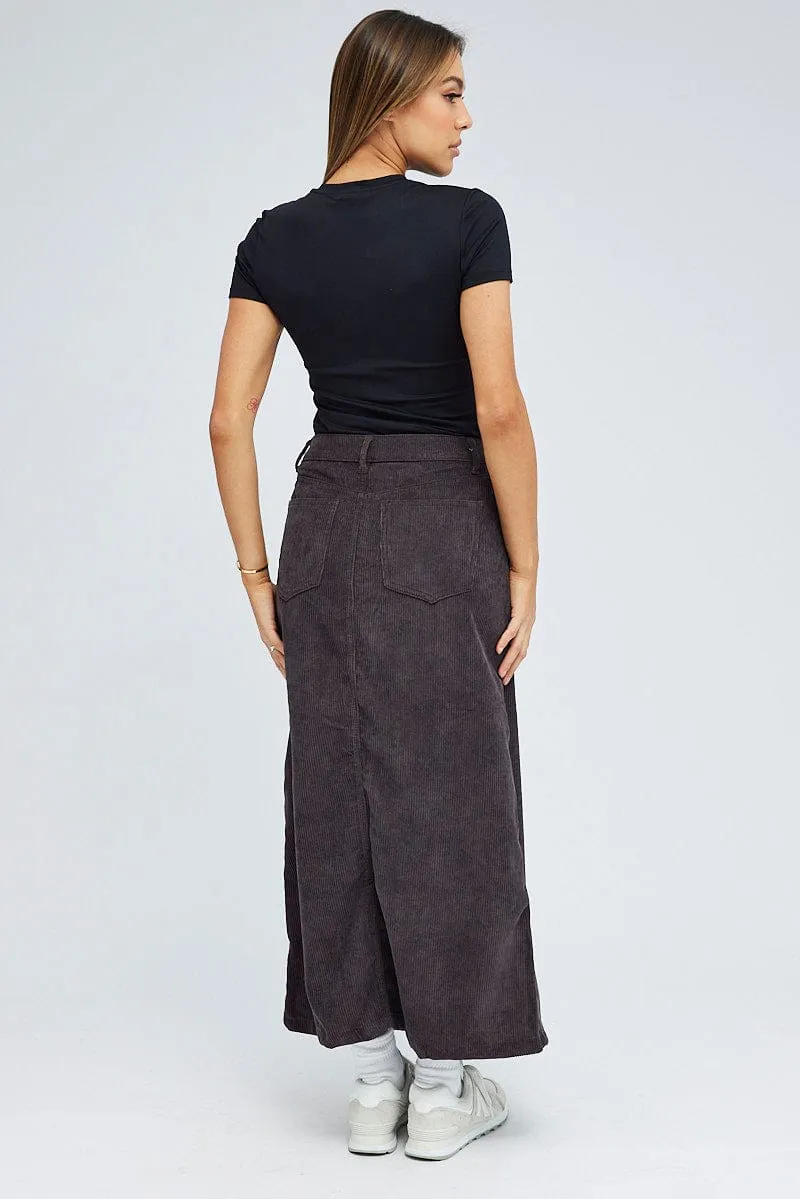 Day Ready Soft Touch Black Maxi Skirt High Rise A-line Corduroy