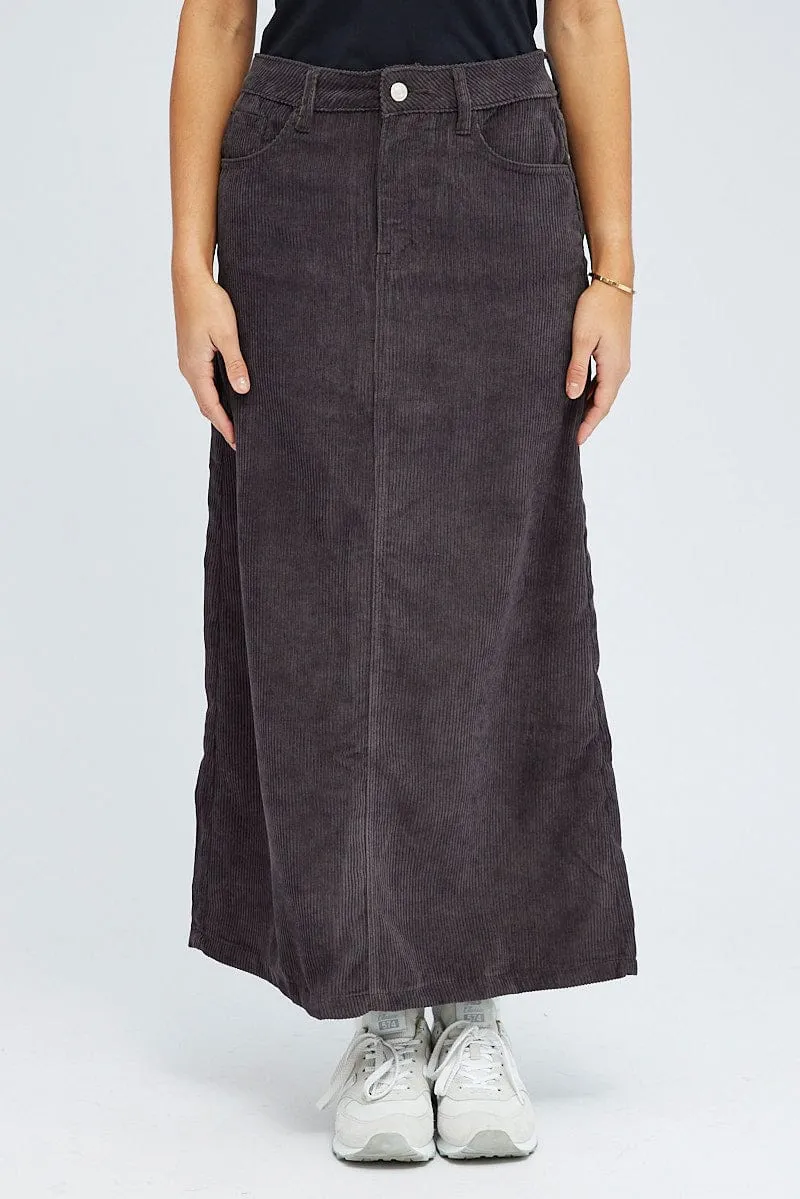 Black Maxi Skirt High Rise A-line Corduroy Department Store Style