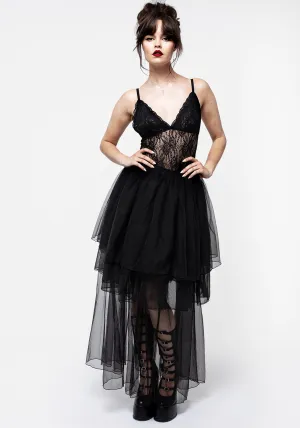Elasticized Cuff Headhunter Layered Tulle Maxi Skirt
