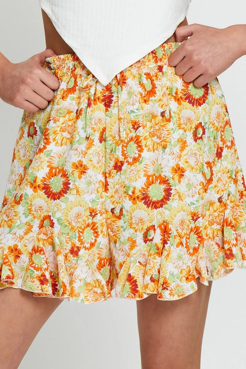 Fashion Fusion Print Elastic Waist Short