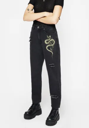 Light Wear Winter Warmth Professional Wear Nirah Embroidered Distressed Mom Jeans