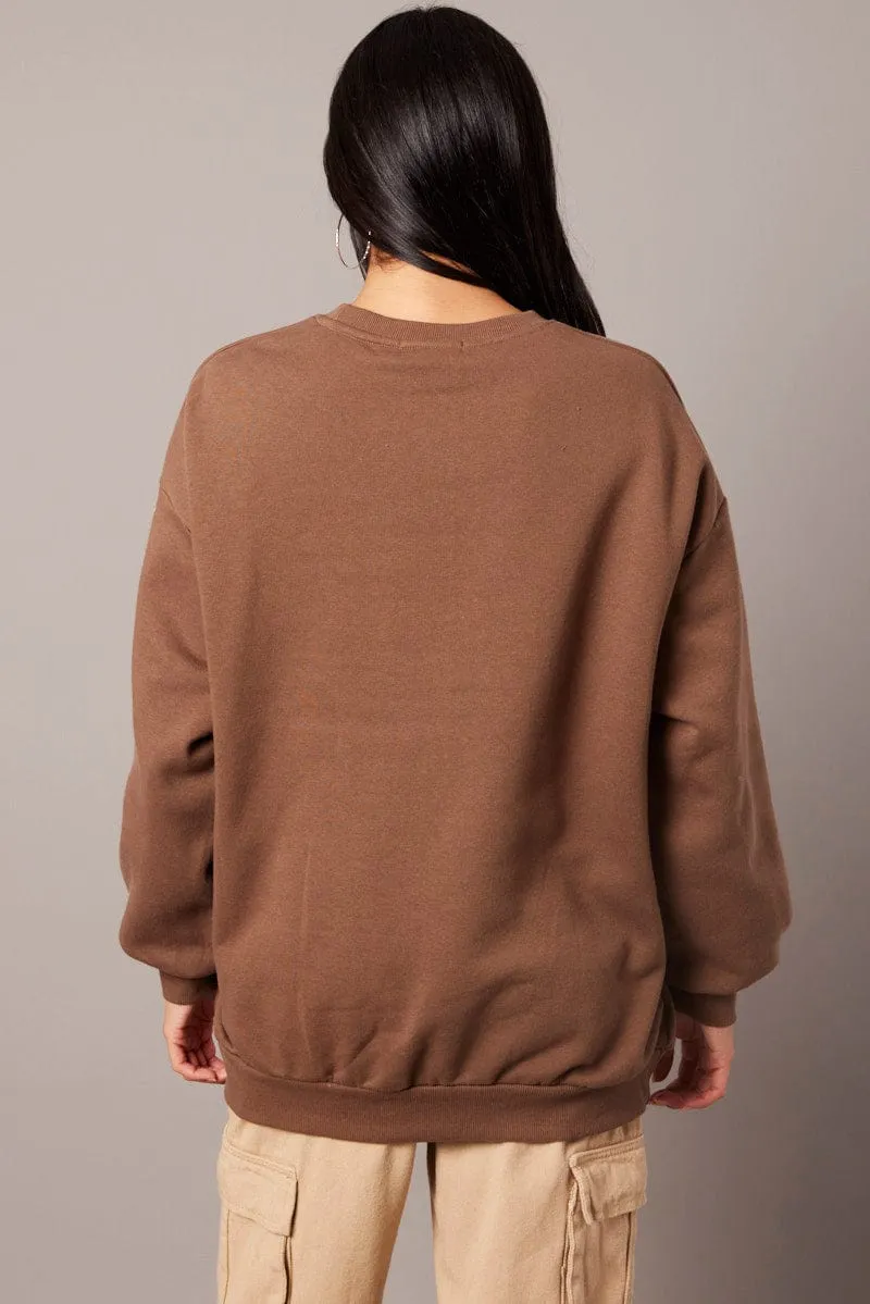 Brown Graphic Sweater Long Sleeve product inventory product graduation pride