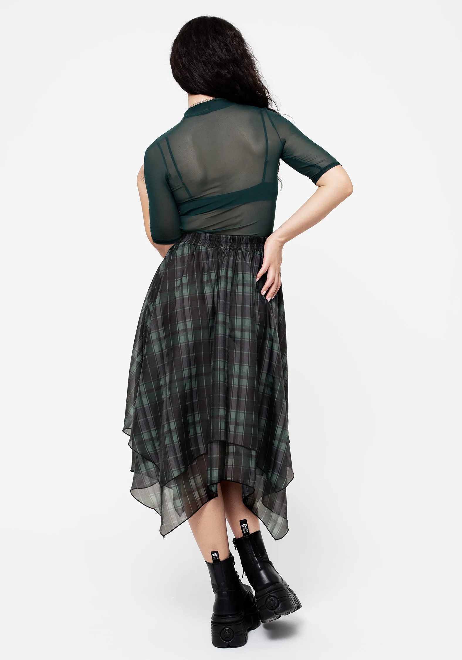 Checkmate Layered Organza Handkerchief Hem Skirt Tear Resistant Timeless Piece