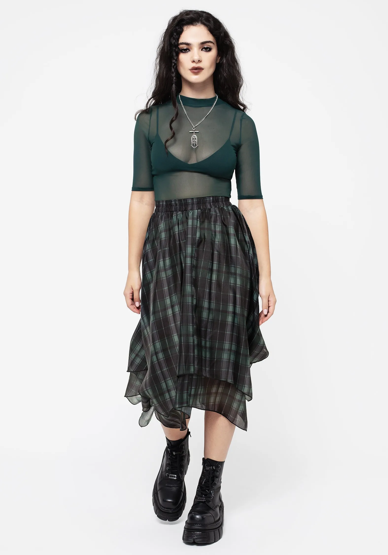Checkmate Layered Organza Handkerchief Hem Skirt Fair trade