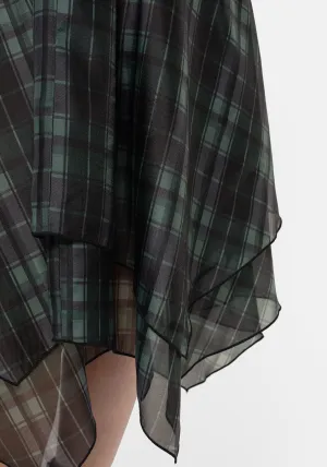 Refined Edge Tear Resistant Checkmate Layered Organza Handkerchief Hem Skirt
