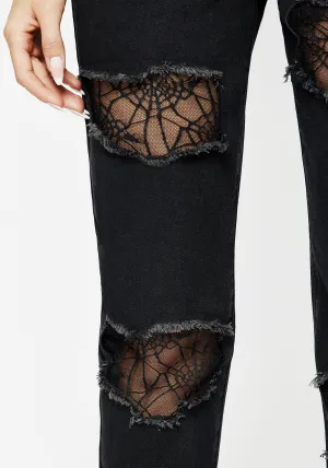 Balanced Piece Sustainable Evening Stroll Casual Cobweb Distressed Denim Jeans