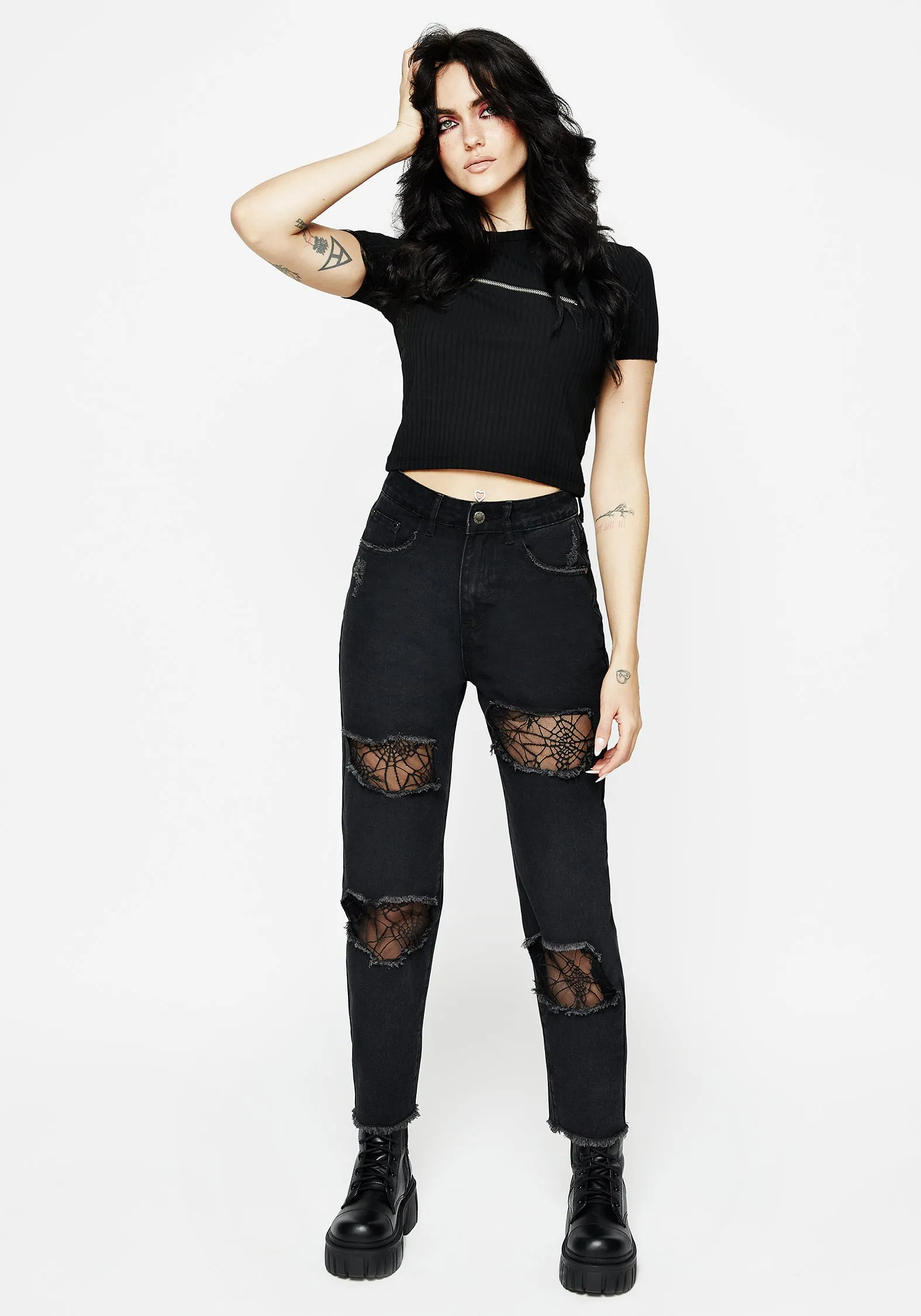 Outdoor Enthusiast Premium Home Comfort Adjustable Belt Loops Cobweb Distressed Denim Jeans