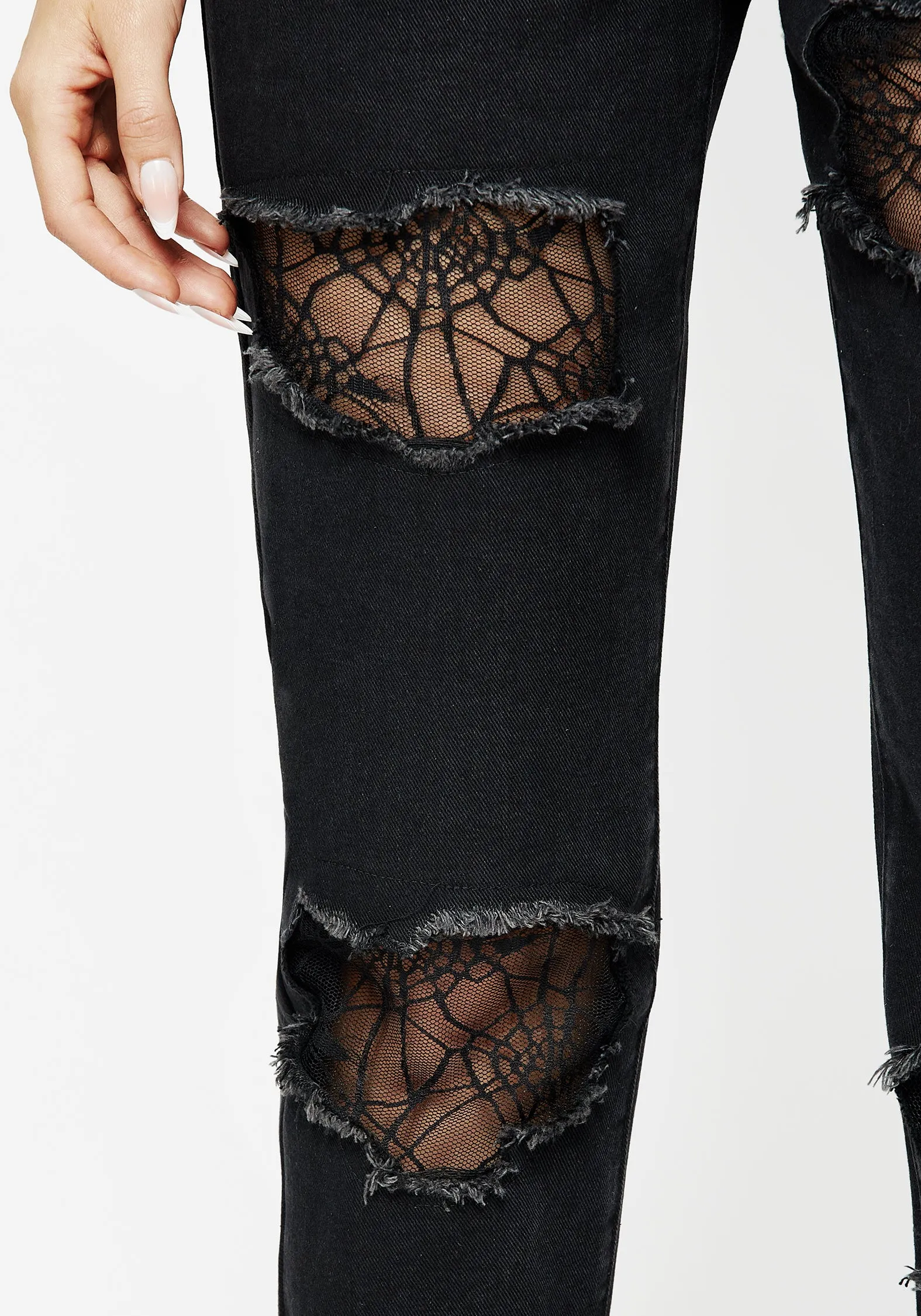 Balanced Piece Sustainable Evening Stroll Casual Cobweb Distressed Denim Jeans