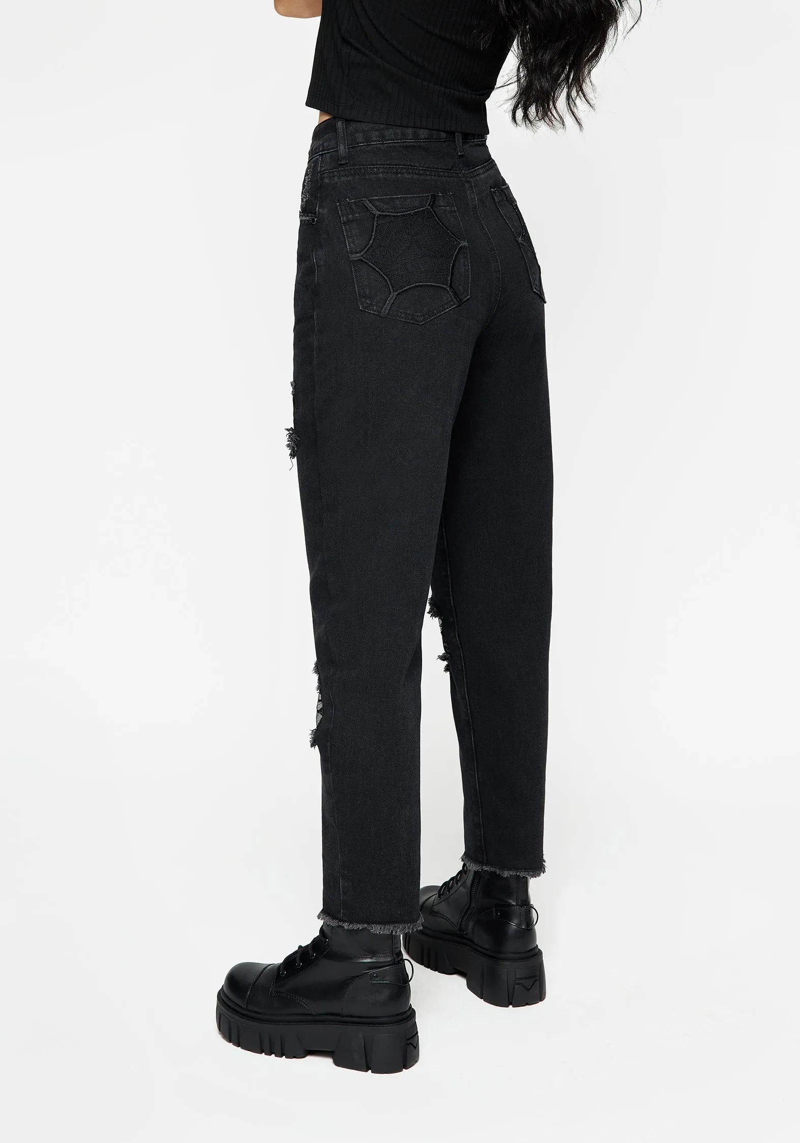 Cobweb Distressed Denim Jeans Slim Vintage Lover