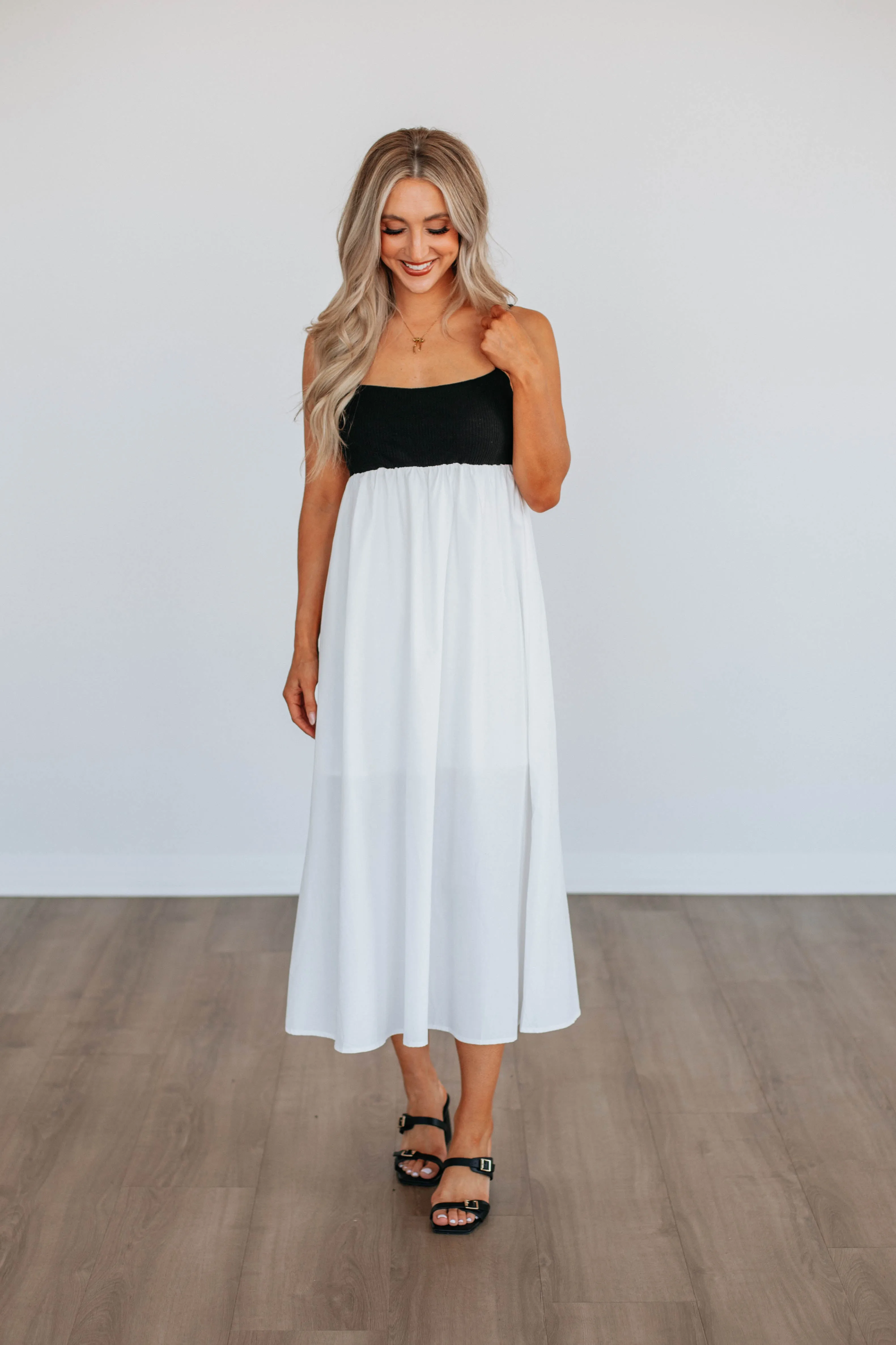 Marleigh Babydoll Midi Dress Coastal Path Fashionable Piece