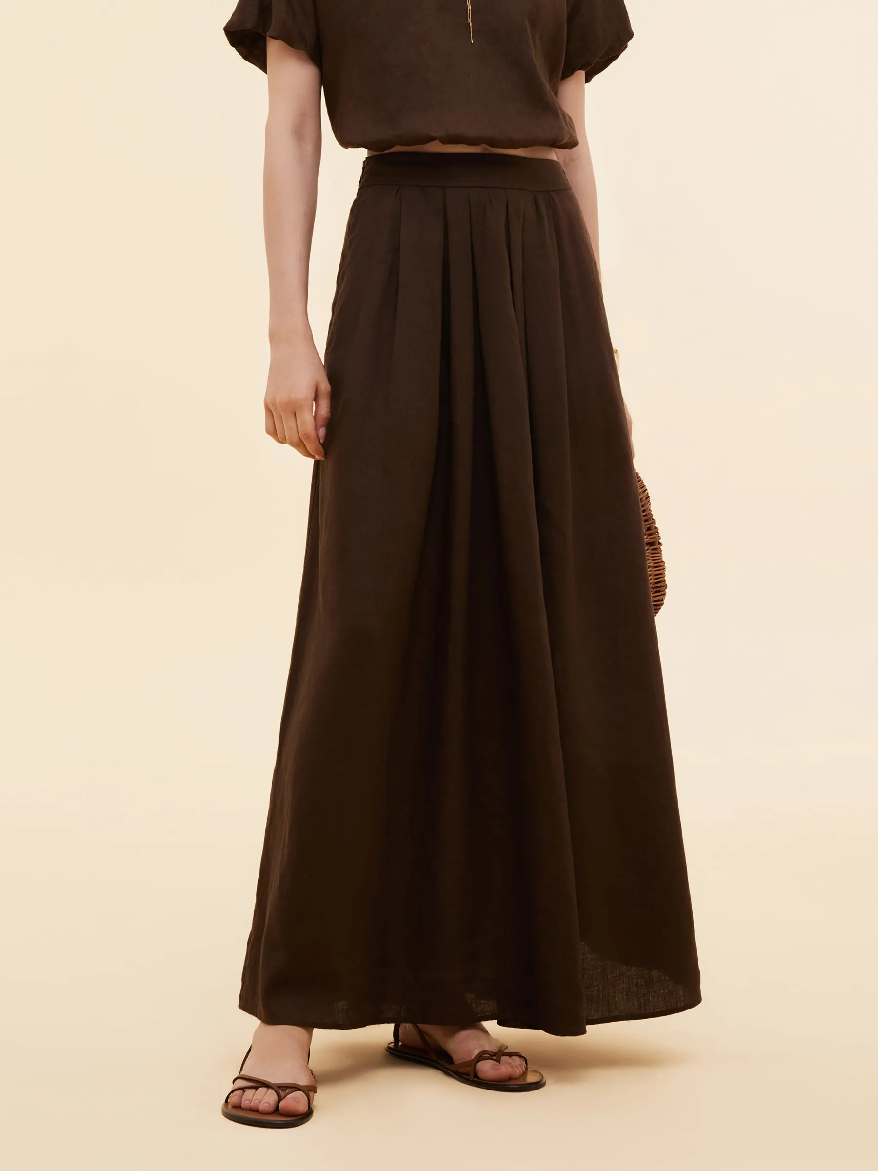 100% Linen Women High-Waisted A-Line Skirt Sustainable