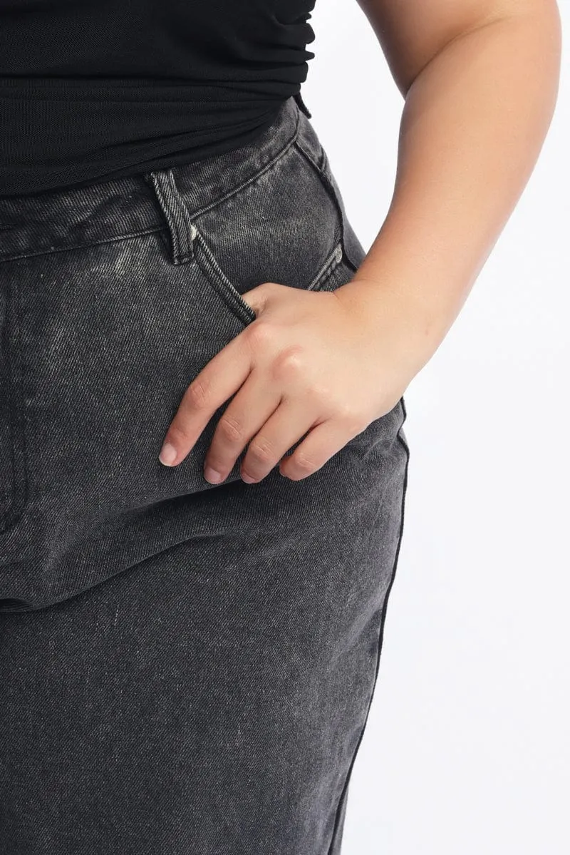Style Layer Grey Wide Leg Jeans Mid rise