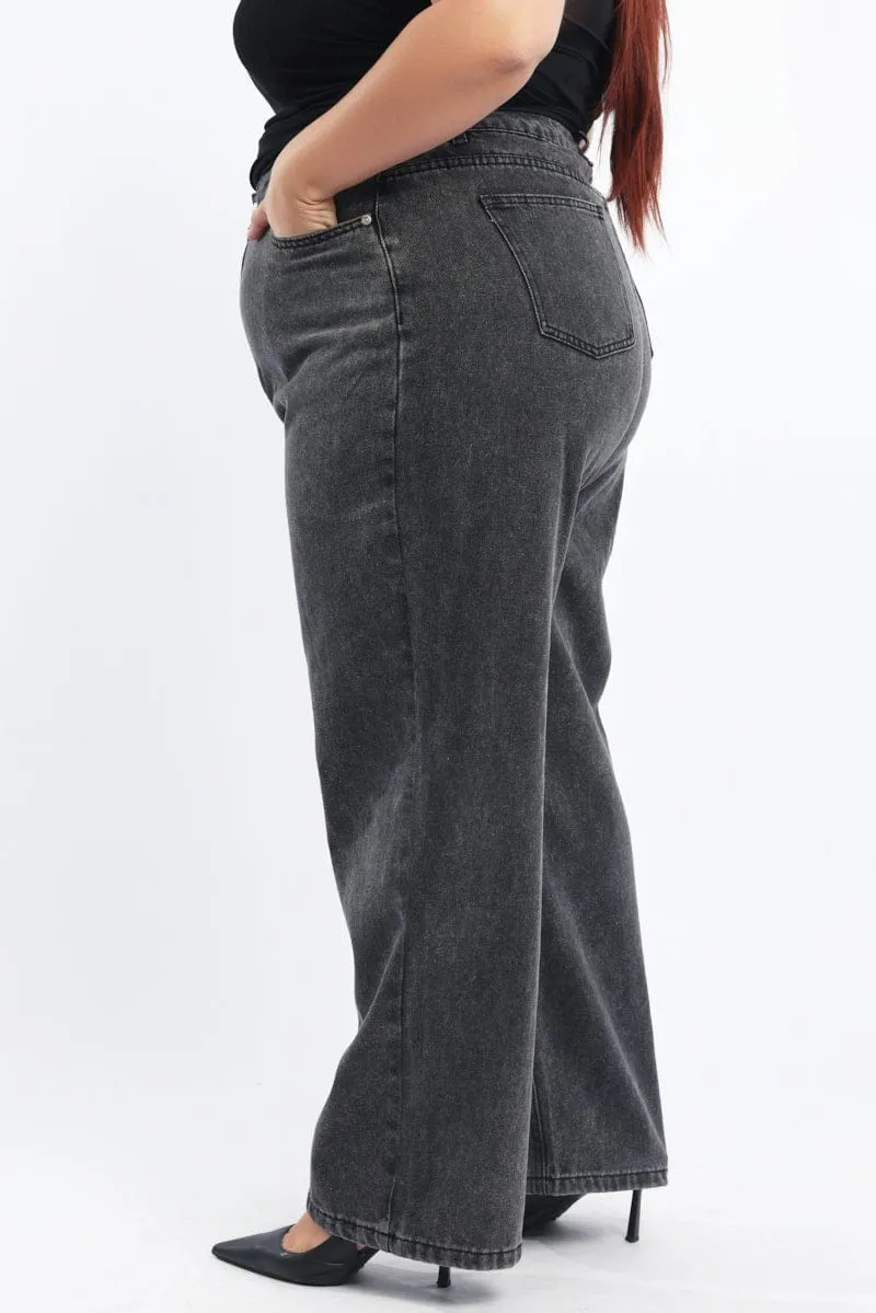 standard fit City Approved Grey Wide Leg Jeans Mid rise