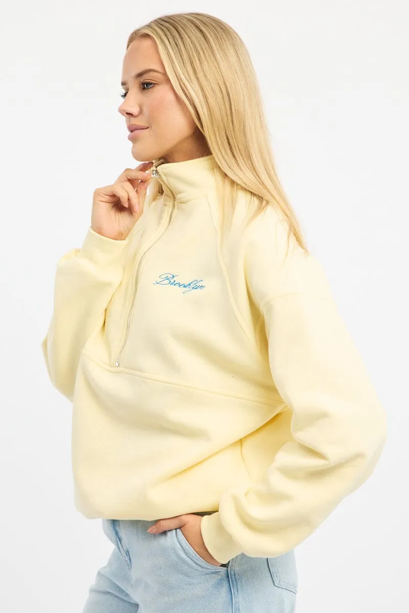 Yellow Zip Sweater Funnel Neck Oversized kids' Product improvement