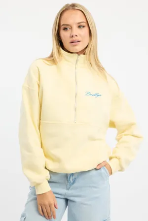 Minimal Fit Functional Features Yellow Zip Sweater Funnel Neck Oversized