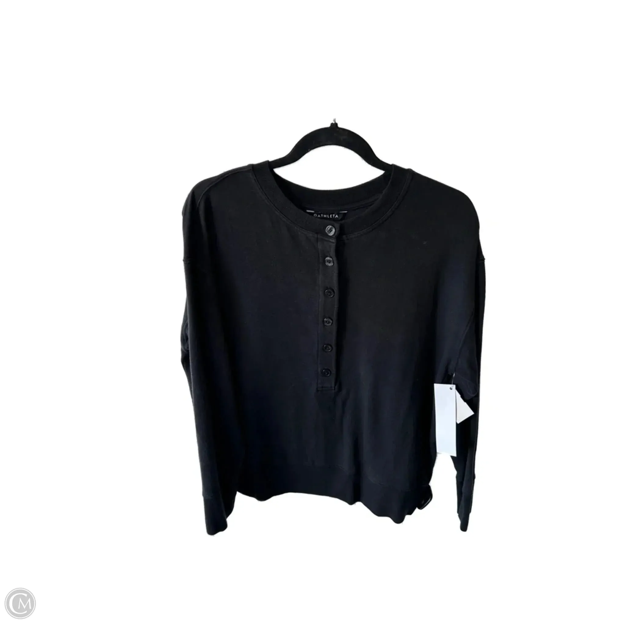 MoistureWicking Fabric SmoothEdgeTrim Athletic Sweatshirt Crewneck By Athleta In Black, Size: S