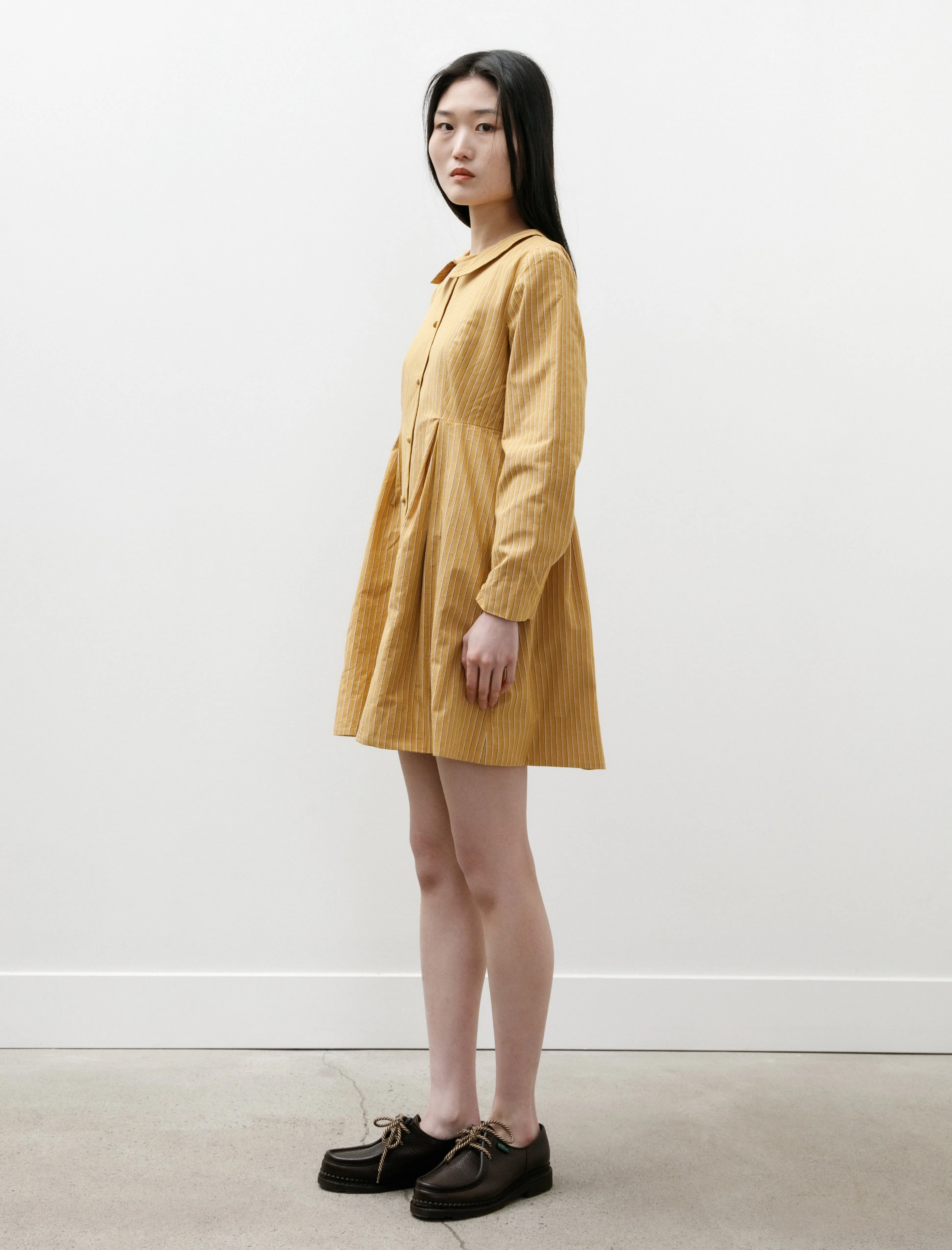 Roomy Design Bella Dress Japanese Striped Cotton Mustard Stripe