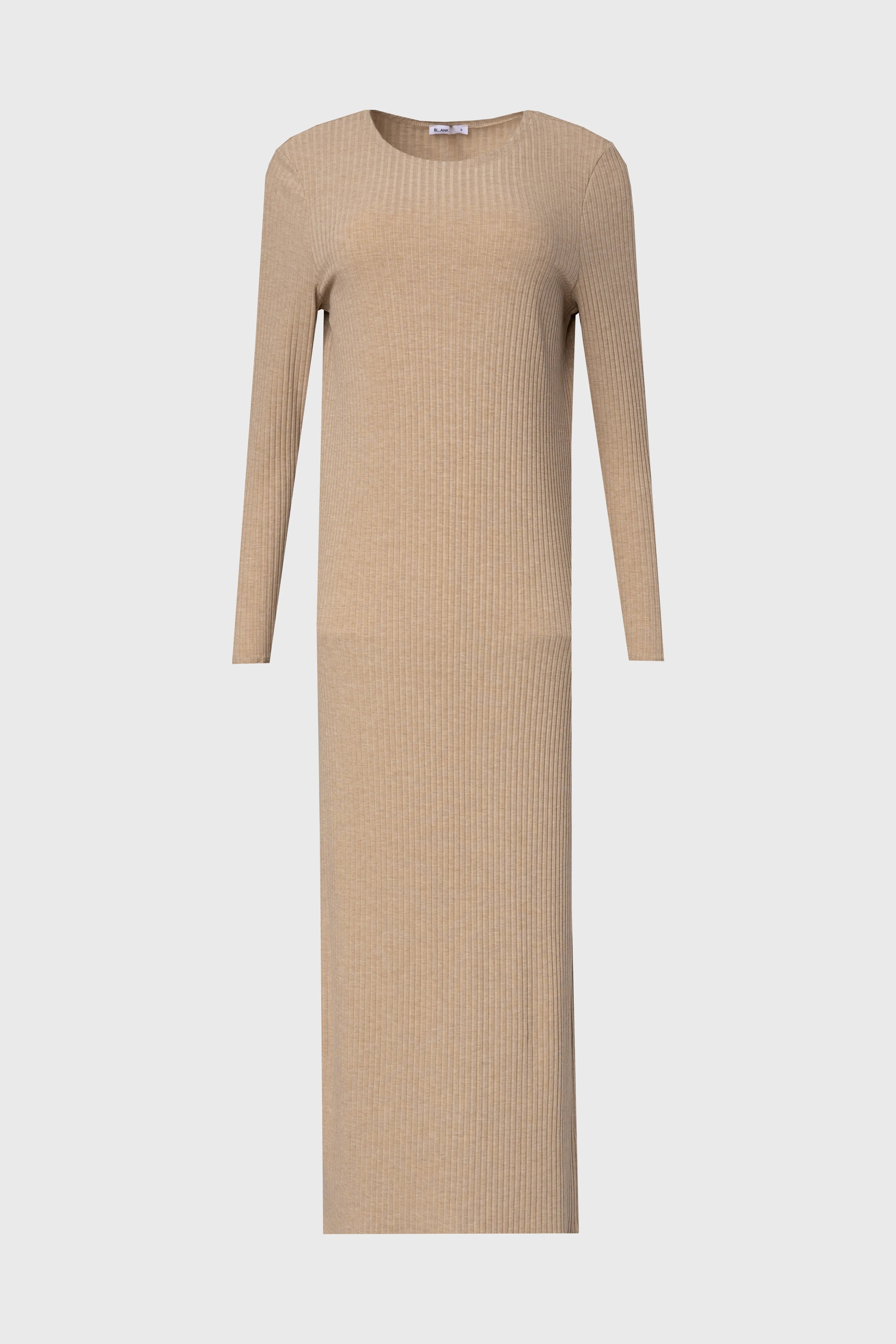 Basic Wardrobe AntiSnag Threading Tan Wide Ribbed Basic Maxi Dress