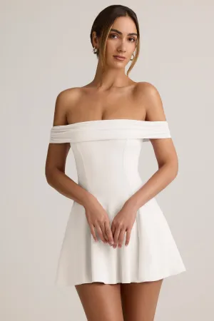 Modal Off-Shoulder A-Line Mini Dress in White Odor Resistant