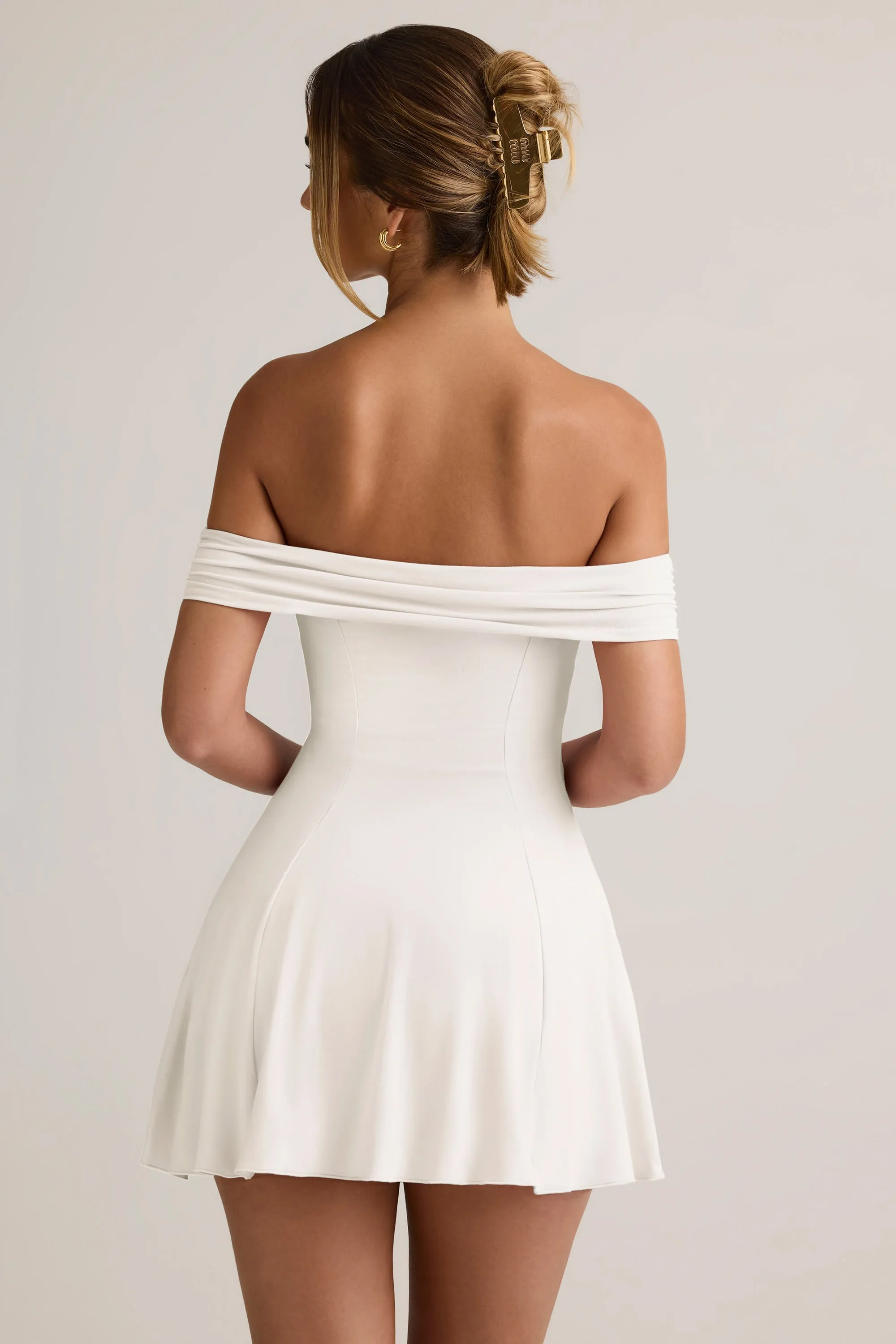 Pop Light Modal Off-Shoulder A-Line Mini Dress in White