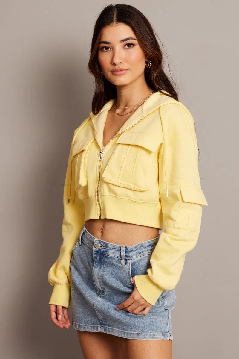 style test Easy Look Yellow Zip Hoodie Long Sleeve