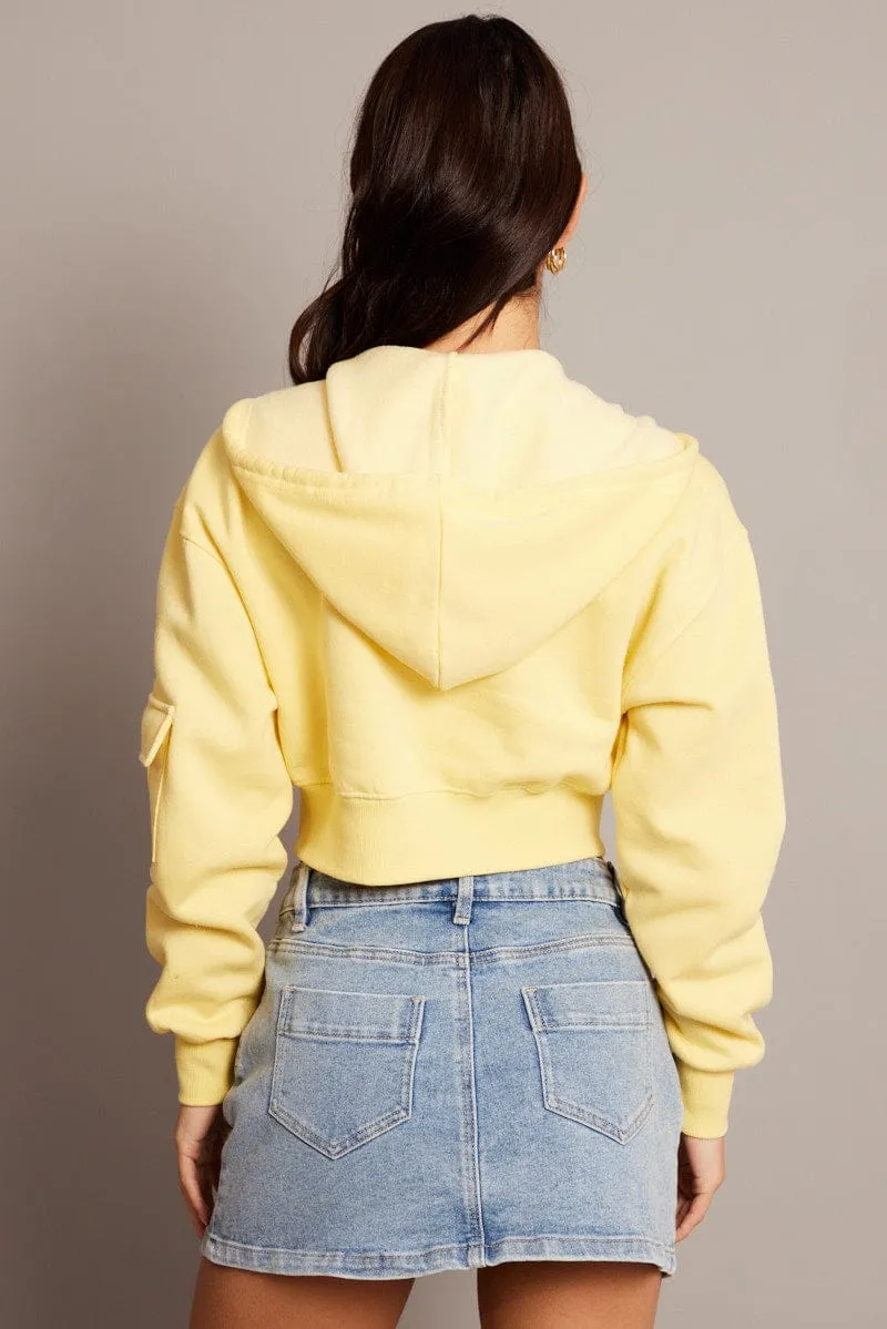 Yellow Zip Hoodie Long Sleeve Smart Hoodie Home Wear