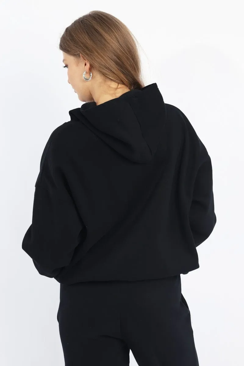 product office appropriateness Winter Comfort Black Hoodie Sweater Long Sleeve