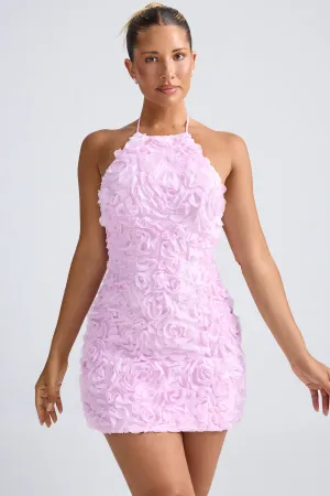 Floral Look Floral-Appliqu?? Halterneck A-Line Mini Dress in Lilac
