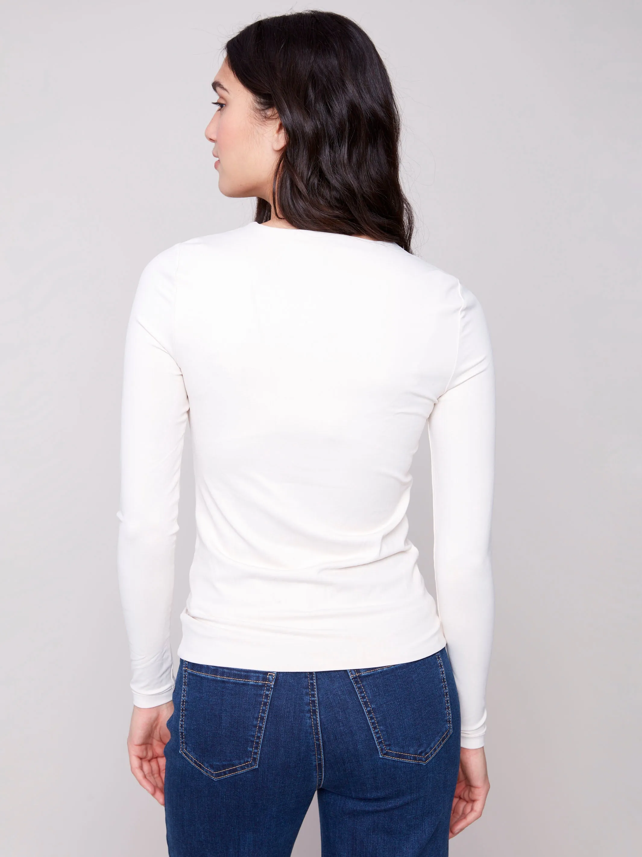 Long Sleeve Super Stretch Top - Natural Fashion Ready Tagless Design