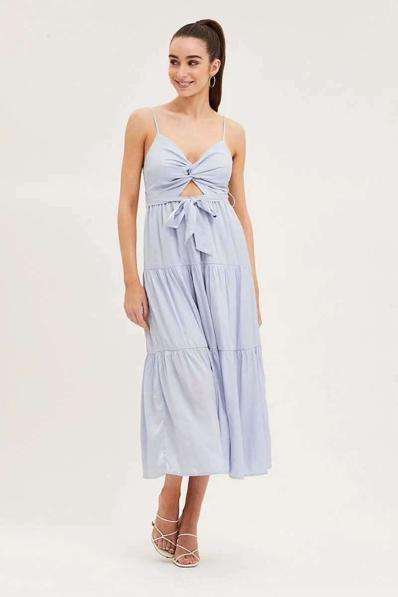 Modern Wardrobe Blue Midi Dress Evening Satin