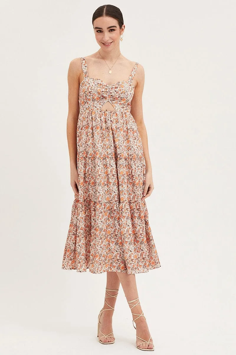 Print Cut Out Midi Dress Freedom Wear Sleek Fashion