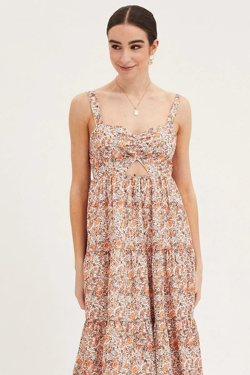 Print Cut Out Midi Dress Work Ready Boho Soul