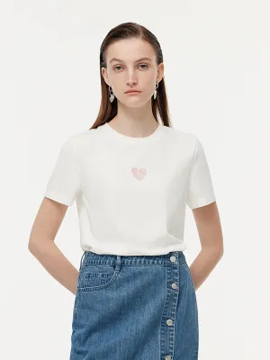 Cool Design Pre-Order Cotton Rose Heart Print Women T-Shirt