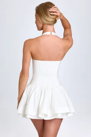 Chic short-length dress Weekend Look Ruched Halterneck Mini Dress in White