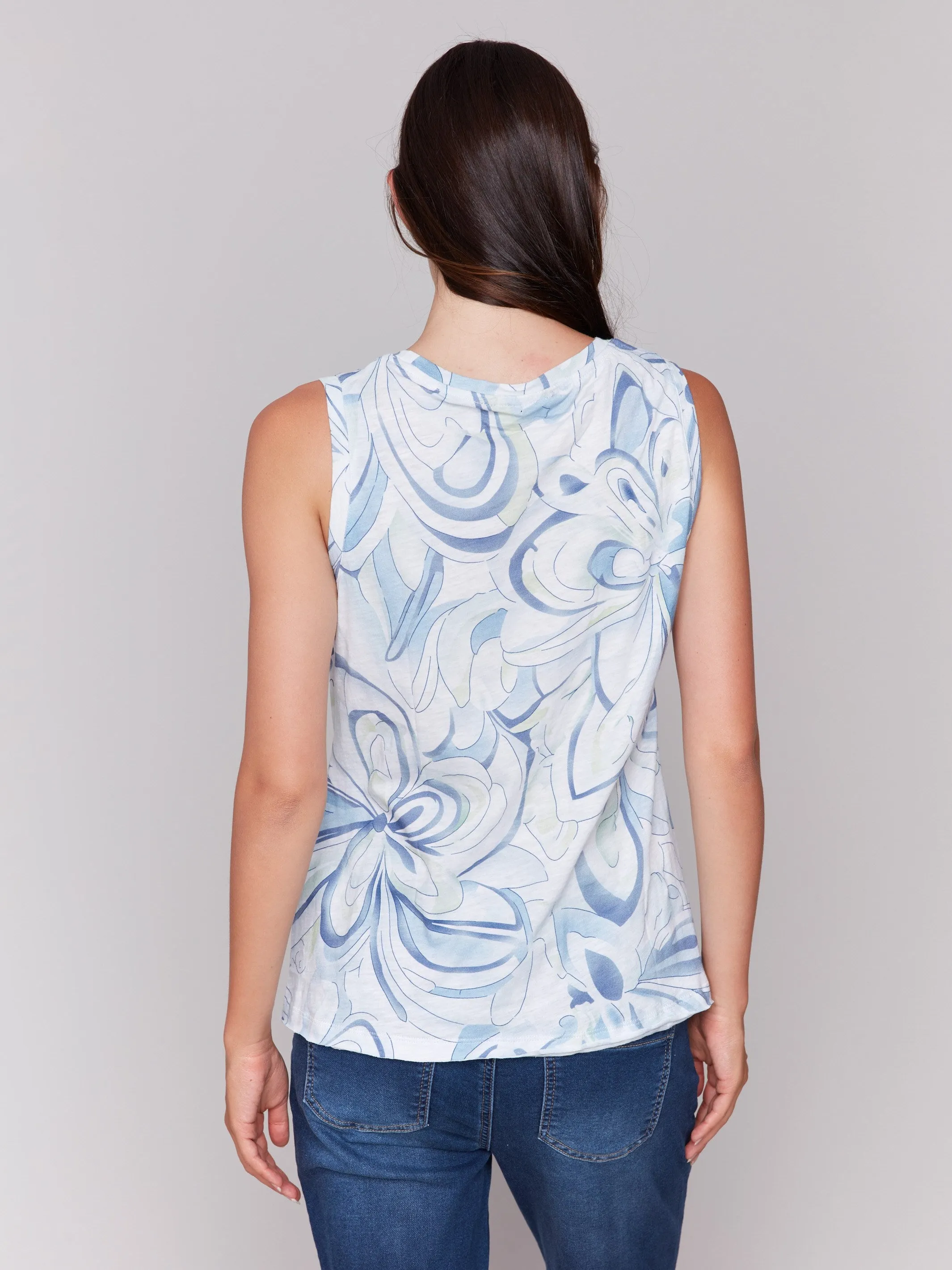 Printed Organic Cotton Sleeveless Top - Swirls High Quality Printing