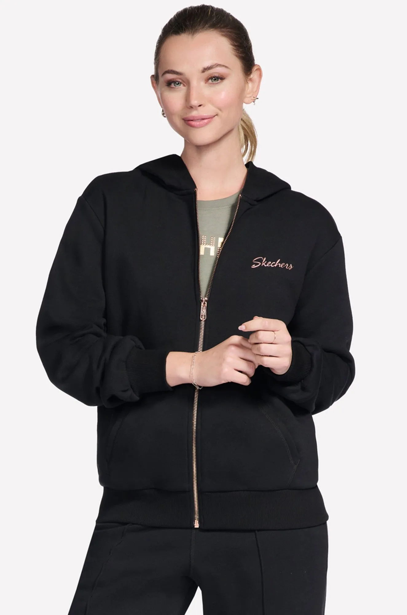 Skech-sweats Signature Hoodie | Bold Black | 0807C1 Scoop neck product gift wrapping