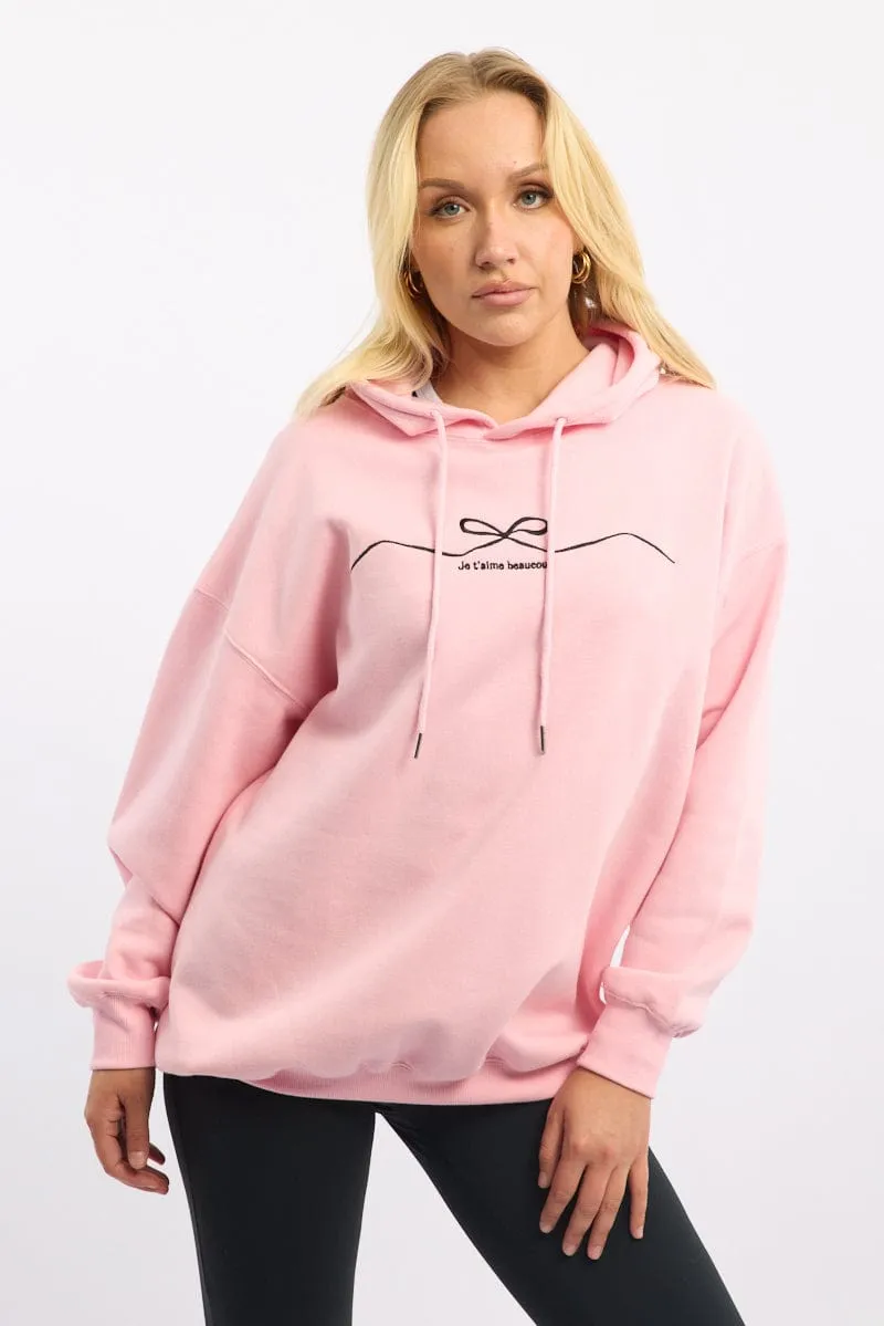 Trendy Comfort Pink Graphic Hoodie