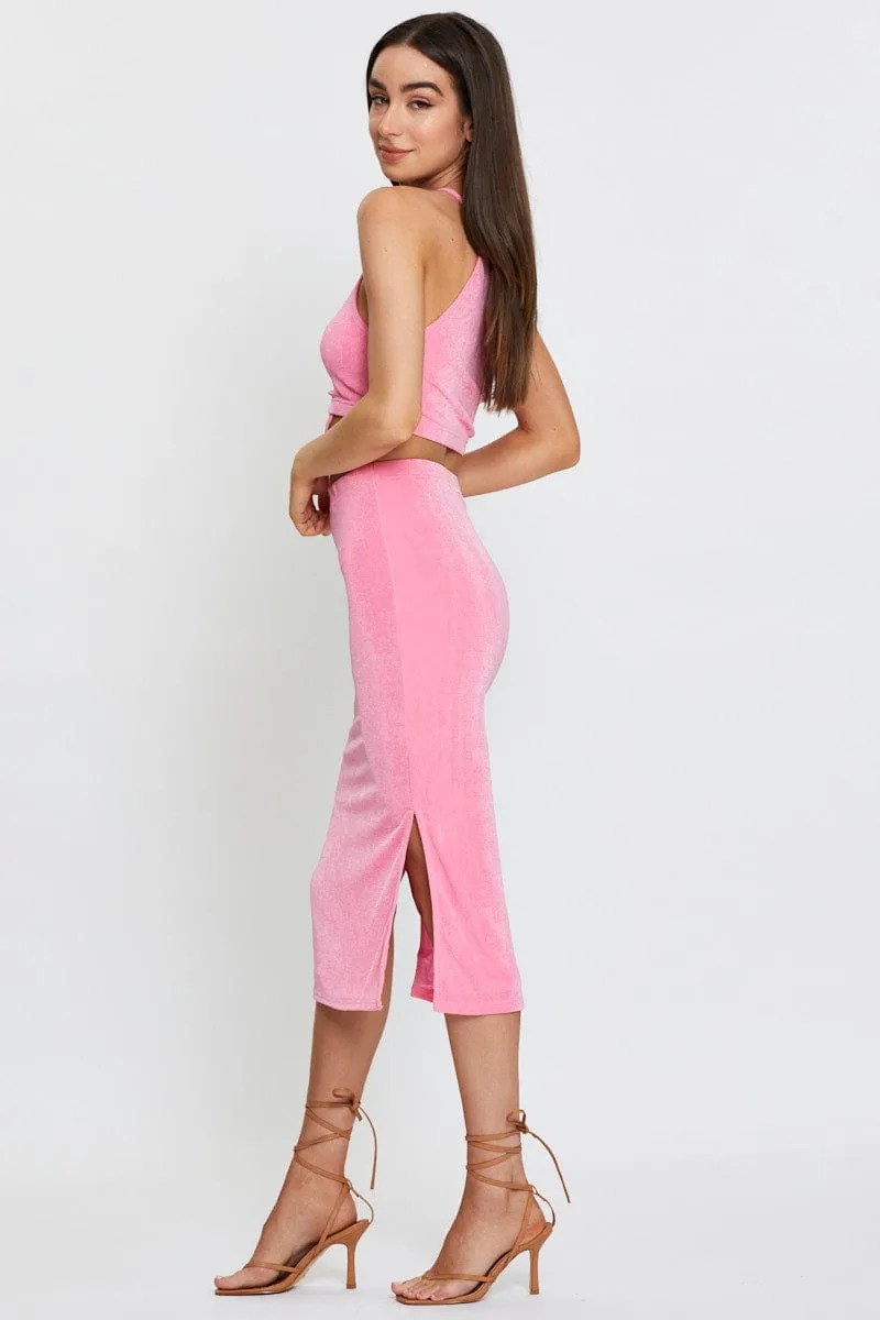 Charity Gala Pink Midi Dress Bodycon