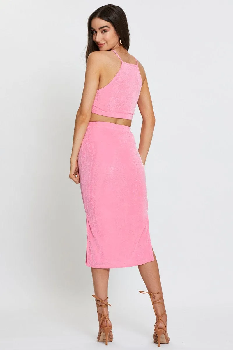 Pink Midi Dress Bodycon breath easy