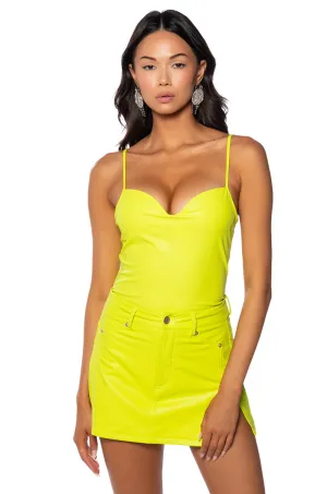 high - torque wide - track RIO SWEETHEART NECK FAUX LEATHER BODYSUIT