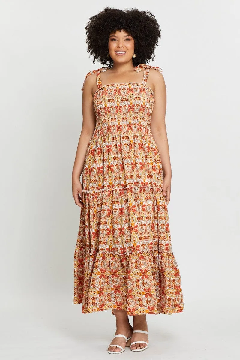 Bridge Walk Paisley Pr Maxi Dress Square Neck Sleeveless