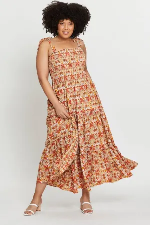 Paisley Pr Maxi Dress Square Neck Sleeveless Coast Path Noon Glow