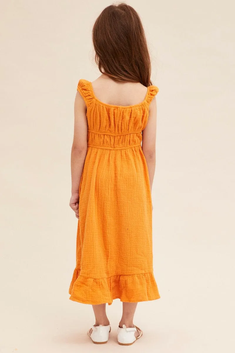 Island Mood Sun Beam Yellow Kids Gathering Bust Midi Dress